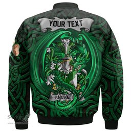 ScotsTee Shop Irish Ancketill Coat of Arms Irish Jacket Family Crest Green Dragon Of Ireland Bomber Jacket
