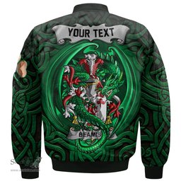 ScotsTee Shop Irish Beamish Coat of Arms Irish Jacket Family Crest Green Dragon Of Ireland Bomber Jacket