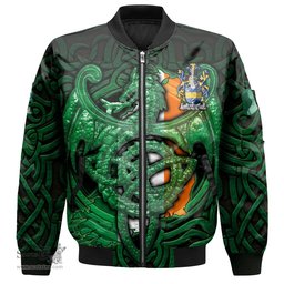 ScotsTee Shop Irish Baker Coat of Arms Irish Jacket Family Crest Green Dragon Of Ireland Bomber Jacket