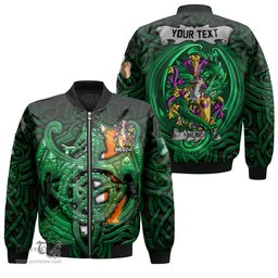 ScotsTee Shop Irish Begg Coat of Arms Irish Jacket Family Crest Green Dragon Of Ireland Bomber Jacket