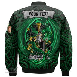 ScotsTee Shop Irish Brady or McBrady Coat of Arms Irish Jacket Family Crest Green Dragon Of Ireland Bomber Jacket