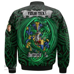 ScotsTee Shop Irish Brosnan or O Brosnan Coat of Arms Irish Jacket Family Crest Green Dragon Of Ireland Bomber Jacket