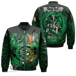 ScotsTee Shop Irish Cardiffe Coat of Arms Irish Jacket Family Crest Green Dragon Of Ireland Bomber Jacket