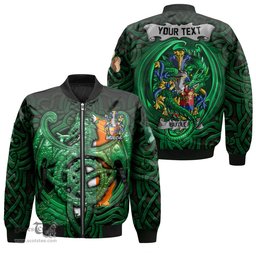 ScotsTee Shop Irish Butler Coat of Arms Irish Jacket Family Crest Green Dragon Of Ireland Bomber Jacket