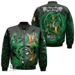 ScotsTee Shop Irish Boyle or O Boyle Coat of Arms Irish Jacket Family Crest Green Dragon Of Ireland Bomber Jacket