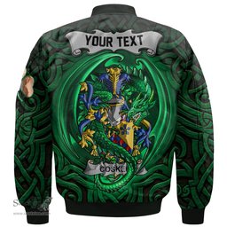 ScotsTee Shop Irish Cosker or McCosker Coat of Arms Irish Jacket Family Crest Green Dragon Of Ireland Bomber Jacket