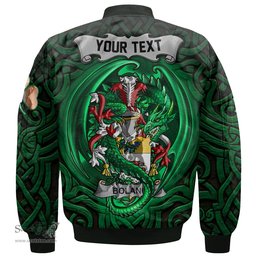 ScotsTee Shop Irish Boland or O Boland Coat of Arms Irish Jacket Family Crest Green Dragon Of Ireland Bomber Jacket