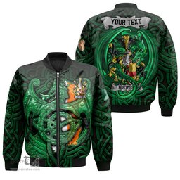 ScotsTee Shop Irish Brooke Coat of Arms Irish Jacket Family Crest Green Dragon Of Ireland Bomber Jacket