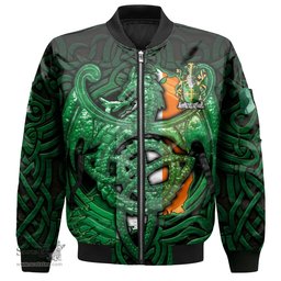 ScotsTee Shop Irish Bury or Berry Coat of Arms Irish Jacket Family Crest Green Dragon Of Ireland Bomber Jacket