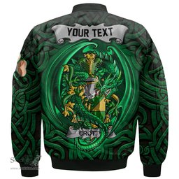 ScotsTee Shop Irish Crotty or O Crotty Coat of Arms Irish Jacket Family Crest Green Dragon Of Ireland Bomber Jacket
