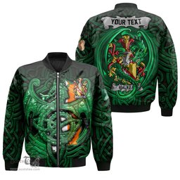 ScotsTee Shop Irish Callan or O Callan Coat of Arms Irish Jacket Family Crest Green Dragon Of Ireland Bomber Jacket