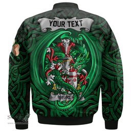 ScotsTee Shop Irish Bergin or O Bergin Coat of Arms Irish Jacket Family Crest Green Dragon Of Ireland Bomber Jacket