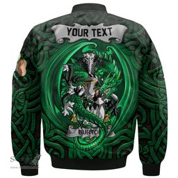 ScotsTee Shop Irish Burton Coat of Arms Irish Jacket Family Crest Green Dragon Of Ireland Bomber Jacket