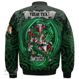 ScotsTee Shop Irish Clarke Coat of Arms Irish Jacket Family Crest Green Dragon Of Ireland Bomber Jacket