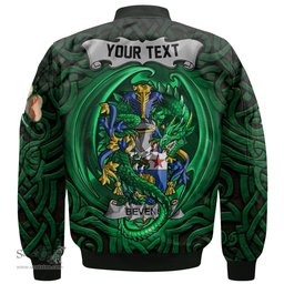 ScotsTee Shop Irish Bevens Coat of Arms Irish Jacket Family Crest Green Dragon Of Ireland Bomber Jacket