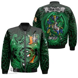 ScotsTee Shop Irish Bevens Coat of Arms Irish Jacket Family Crest Green Dragon Of Ireland Bomber Jacket