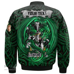 ScotsTee Shop Irish Brounker Coat of Arms Irish Jacket Family Crest Green Dragon Of Ireland Bomber Jacket