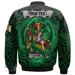 ScotsTee Shop Irish Carville or McCarville Coat of Arms Irish Jacket Family Crest Green Dragon Of Ireland Bomber Jacket