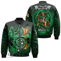 ScotsTee Shop Irish Field Coat of Arms Irish Jacket Family Crest Green Dragon Of Ireland Bomber Jacket