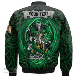 ScotsTee Shop Irish Grattan or McGrattan Coat of Arms Irish Jacket Family Crest Green Dragon Of Ireland Bomber Jacket