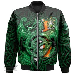 ScotsTee Shop Irish Edwards Coat of Arms Irish Jacket Family Crest Green Dragon Of Ireland Bomber Jacket