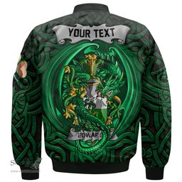 ScotsTee Shop Irish Edwards Coat of Arms Irish Jacket Family Crest Green Dragon Of Ireland Bomber Jacket