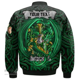 ScotsTee Shop Irish Grumley Coat of Arms Irish Jacket Family Crest Green Dragon Of Ireland Bomber Jacket