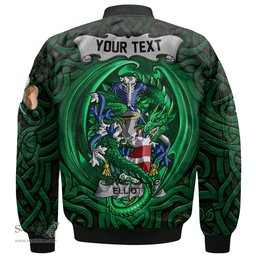 ScotsTee Shop Irish Elliott Coat of Arms Irish Jacket Family Crest Green Dragon Of Ireland Bomber Jacket