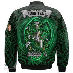 ScotsTee Shop Irish Flanagan or O Flanagan Coat of Arms Irish Jacket Family Crest Green Dragon Of Ireland Bomber Jacket