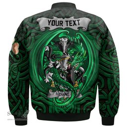 ScotsTee Shop Irish Dane or O Dane Coat of Arms Irish Jacket Family Crest Green Dragon Of Ireland Bomber Jacket