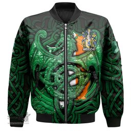 ScotsTee Shop Irish Dudley Coat of Arms Irish Jacket Family Crest Green Dragon Of Ireland Bomber Jacket