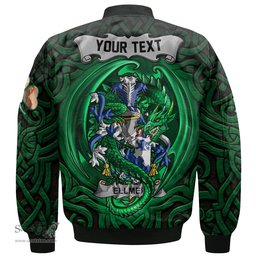 ScotsTee Shop Irish Ellmer Coat of Arms Irish Jacket Family Crest Green Dragon Of Ireland Bomber Jacket