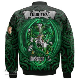 ScotsTee Shop Irish Donohue or O Donohue Coat of Arms Irish Jacket Family Crest Green Dragon Of Ireland Bomber Jacket