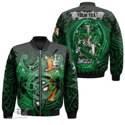 ScotsTee Shop Irish Going Coat of Arms Irish Jacket Family Crest Green Dragon Of Ireland Bomber Jacket