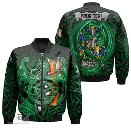 ScotsTee Shop Irish Exham Coat of Arms Irish Jacket Family Crest Green Dragon Of Ireland Bomber Jacket
