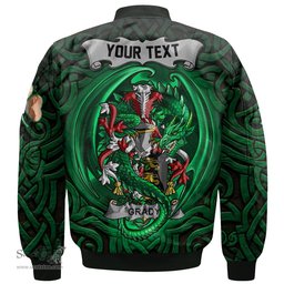 ScotsTee Shop Irish Grady or O Grady Coat of Arms Irish Jacket Family Crest Green Dragon Of Ireland Bomber Jacket