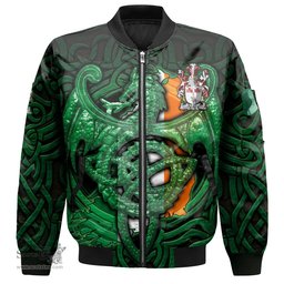 ScotsTee Shop Irish Deasy Coat of Arms Irish Jacket Family Crest Green Dragon Of Ireland Bomber Jacket