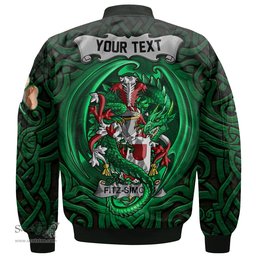 ScotsTee Shop Irish Fitz Simons Coat of Arms Irish Jacket Family Crest Green Dragon Of Ireland Bomber Jacket
