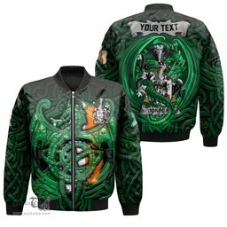 ScotsTee Shop Irish Donegan or O Donagan Coat of Arms Irish Jacket Family Crest Green Dragon Of Ireland Bomber Jacket
