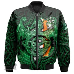 ScotsTee Shop Irish Haly Coat of Arms Irish Jacket Family Crest Green Dragon Of Ireland Bomber Jacket