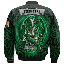 ScotsTee Shop Irish Haly Coat of Arms Irish Jacket Family Crest Green Dragon Of Ireland Bomber Jacket