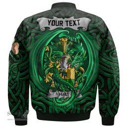 ScotsTee Shop Irish Haly or O Haly Coat of Arms Irish Jacket Family Crest Green Dragon Of Ireland Bomber Jacket
