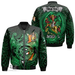 ScotsTee Shop Irish Falkiner Coat of Arms Irish Jacket Family Crest Green Dragon Of Ireland Bomber Jacket