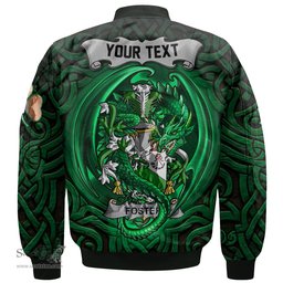 ScotsTee Shop Irish Foster Coat of Arms Irish Jacket Family Crest Green Dragon Of Ireland Bomber Jacket