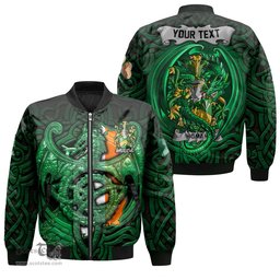 ScotsTee Shop Irish Homan or Howman Coat of Arms Irish Jacket Family Crest Green Dragon Of Ireland Bomber Jacket