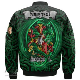 ScotsTee Shop Irish Keigans or McKeehan Coat of Arms Irish Jacket Family Crest Green Dragon Of Ireland Bomber Jacket