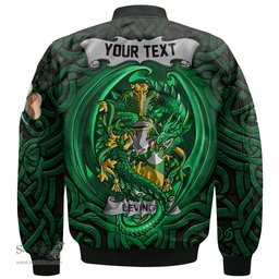 ScotsTee Shop Irish Levinge or Levens Coat of Arms Irish Jacket Family Crest Green Dragon Of Ireland Bomber Jacket