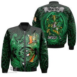 ScotsTee Shop Irish Levinge or Levens Coat of Arms Irish Jacket Family Crest Green Dragon Of Ireland Bomber Jacket