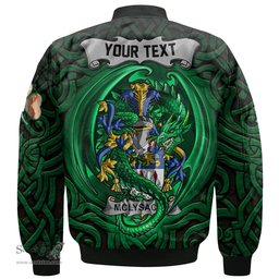 ScotsTee Shop Irish McLysacht or Lysacht Coat of Arms Irish Jacket Family Crest Green Dragon Of Ireland Bomber Jacket