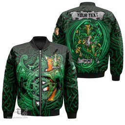 ScotsTee Shop Irish More or O More Coat of Arms Irish Jacket Family Crest Green Dragon Of Ireland Bomber Jacket